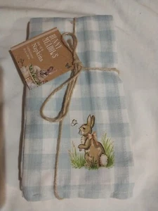 Juego de 4 servilletas Bunny Meadows 100 % algodón 20 in x 20 in nuevas con etiquetas azul blanco - Imagen 1 de 5