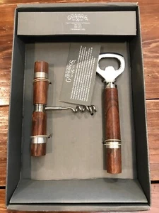 NEW BAR TOOLS Wine & Bottle Opener Godinger Handcrafted Wood & Stainless Set - Picture 1 of 5