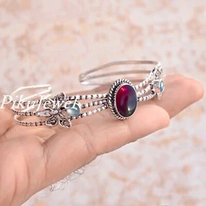 Großes Granat & Labradorit Edelstein 925 Sterling Silber Armband für Liebe Ge... - Bild 1 von 6