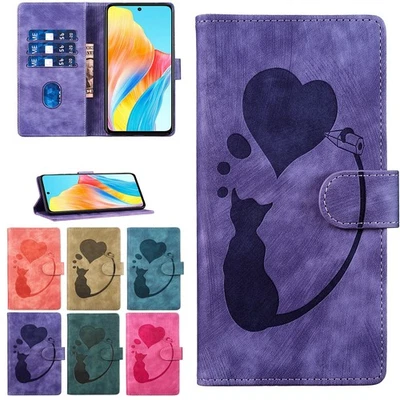 For Oppo A98 A58 A78 A17 A55 A53S Painted Leather Anti Scratch Wallet Case Cover - Image 1 of 4