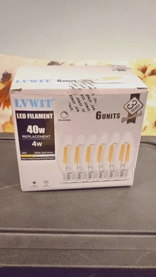 LVWIT 6 Bulbs LED FILAMENT Dimmable 40w REPLACEMENT 4w Soft White E26 Soft white - Image 1 of 4