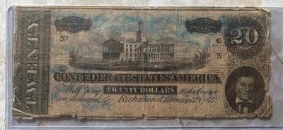 1864 The Confederate States of America $20 Dollar Bank Note - Richmond, Va.  CSA - Image 1 of 2