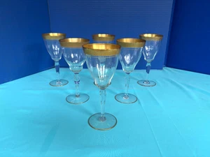 Set of 6 Vintage Tiffin Rambler Rose Clear Optic 7.5" Water Glasses #15042 stem - Picture 1 of 4