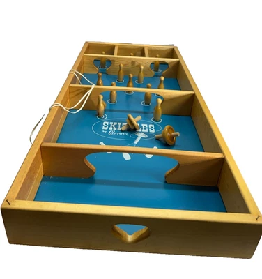 Vintage Carrom #400 Bowling Skittles Game Complete Spinning Top 12 Pins 2 String - Image 1 of 4