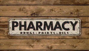 Farmacia Letrero de Calle Drogas Pinturas Aceites Estilo Vintage - Imagen 1 de 3