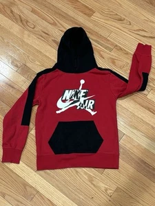 Nike Boy's Air Jordan Hoodie Large Red Black Colorblock Jumpman Y Med Activewear - Picture 1 of 9