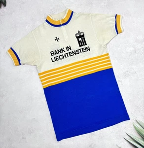 Vintage 70s Bank in Liechtenstein Cycling Jersey by Befa Sport size Medium - Picture 1 of 17