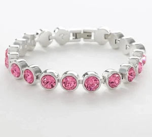Touchstone Crystal by Swarovski ROSE Ice Bracelet 7 1/4" Rhodium Plating - Picture 1 of 2