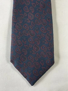 Corbata vintage de cachemira Littlewoods de los años 80 - azul marino/borgoña - Imagen 1 de 3