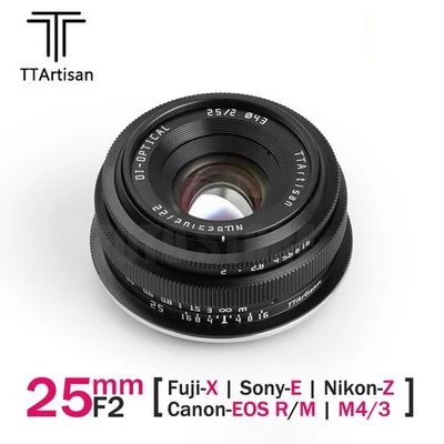 TTartisan 25mm F2.0 APS-C Manual Focus Lens for E/X/M43/EOS-M/RF/EOS-R/Z/L mount