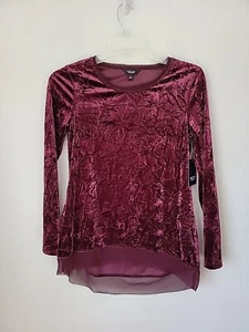 Simply Vera Crushed Velvet Tunic Top Small Purple Whimsigoth New - Picture 1 of 10