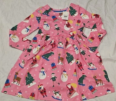 Mini Boden Dress Pink Festive Friends Jersey NWT 5-6 - Image 1 of 4