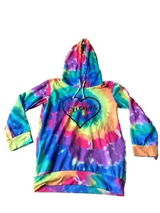 Tie Dye Long Sleeve Hoodie Youth Rainbow Size Measures Like XL Lightweight VGUC - Picture 1 of 12