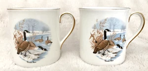 Cups Fine Bone China Canada Geese Gold Rimmed Heritage Regency Set of 2 - Picture 1 of 8