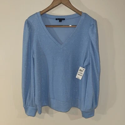 Suéter para mujer Inc azul brillante plateado L/S talla XL International Concepts nuevo con etiquetas Foto 1 de 4