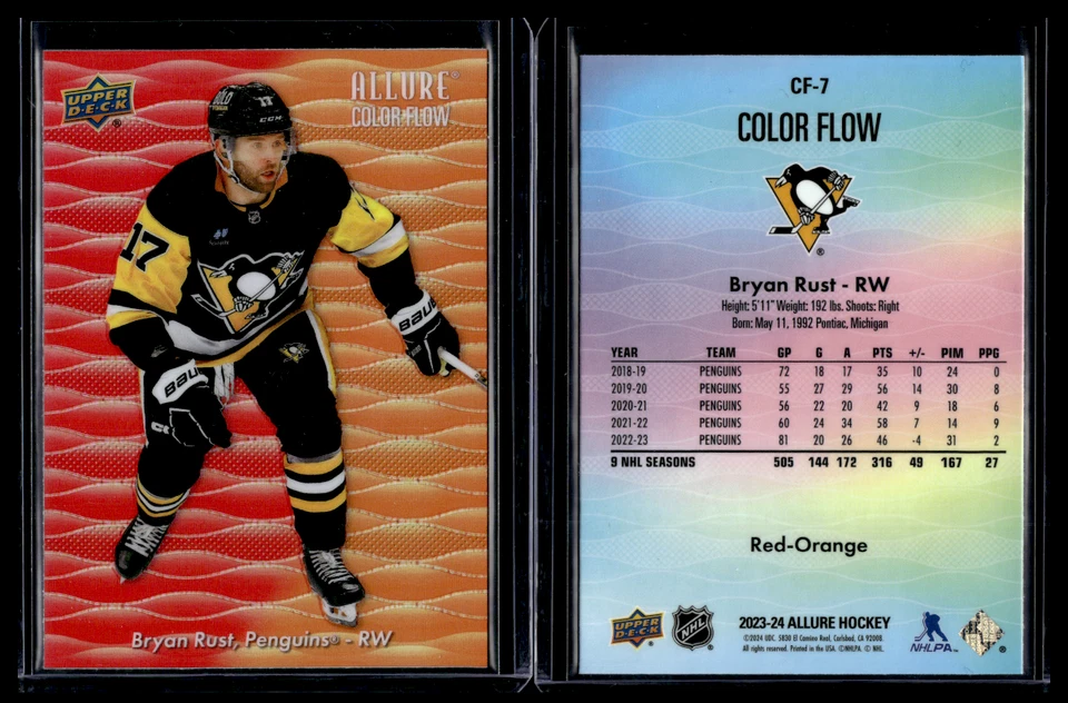2023-24 Upper Deck Allure Red-Orange Color Flow #CF-7 Bryan Rust - Image 1 of 1