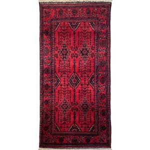Handmade (3' x 6') Red Afghan Khal Mohammadi Root Dye Wool Runner Rug - Picture 1 of 10
