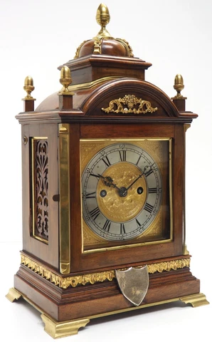 Roskin Liverpool Double Fusee Solid Mahogany Antique 1900s Vintage Mantel Clock Cover