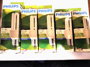 5 Pcs Phillips Energy Saving Light 1X18W,2X11W,2X8W Genie E27 COOL DAYLIGHT