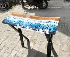 Wood Console Table, Ocean Epoxy Side board, Mid Century Sideboard, Buffet table - Picture 1 of 11