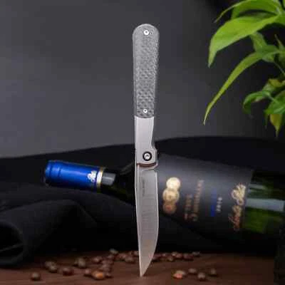 Real Steel Barlow RB-7 Folding Knife 3.25" S35VN Steel Blade Titanium/CF Handle - Image 1 of 4