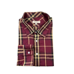 Burberry London Red Brown Black Nova Check Men’s Cotton Button Front Size 2XL XX - Picture 1 of 6