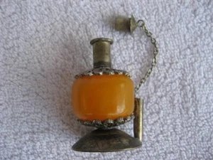 Arabian Silver Omani Kohl Single Container-Orange Bakelite Body-Hand-made - Picture 1 of 5