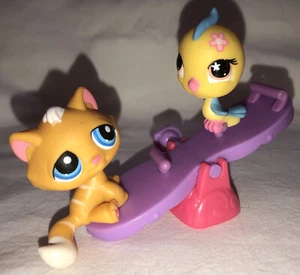 Purple Teeter Totter Seesaw with Magnet Pink Base Littlest Pet Shop LPS Cat Bird - Imagen 1 de 8