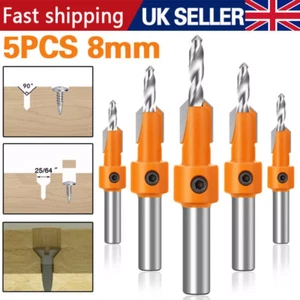 5PCS Holes Pilot Shank Bit HSS Woodworking Countersink Set Screw Hex Drill 8mm - Picture 1 of 13
