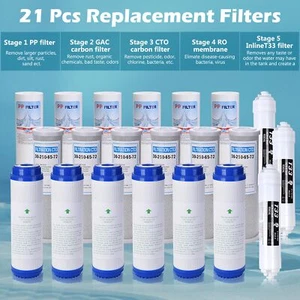 21 PCS Home RO Water Filter Replacement Set Fit 5 Stage Reverse Osmosis System - Picture 1 of 5