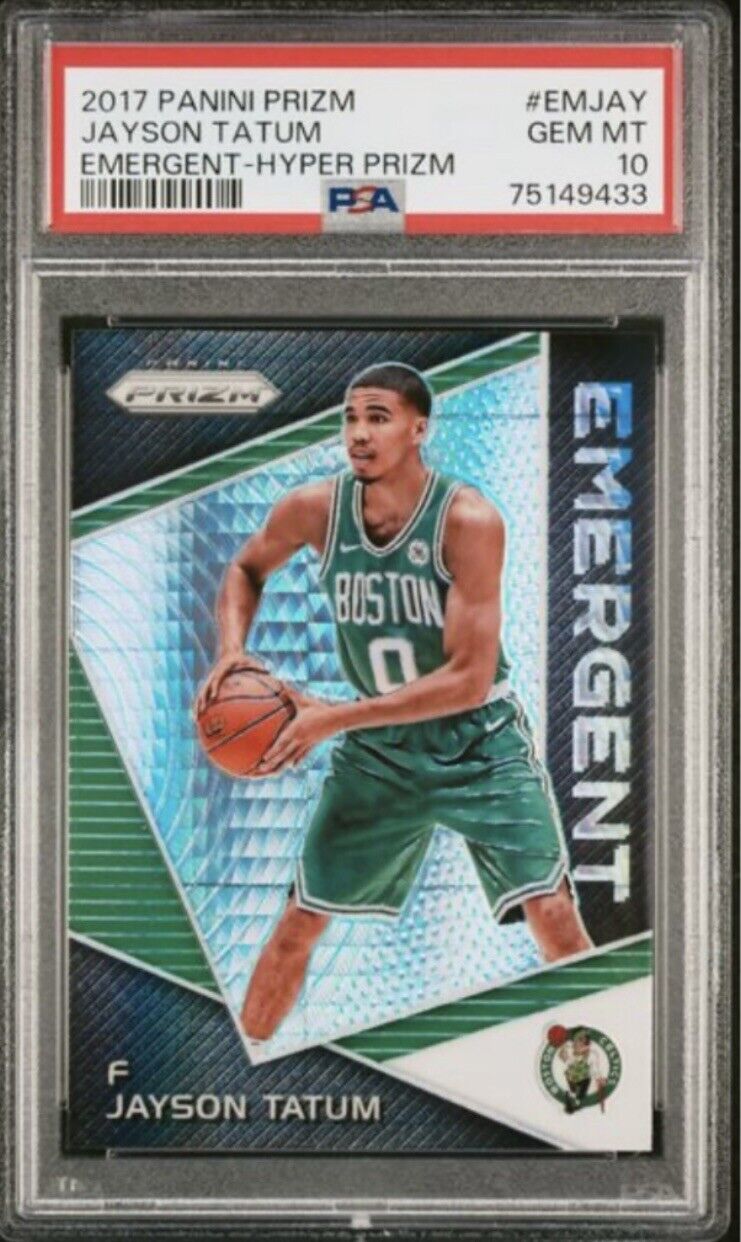 JAYSON TATUM PSA 10 GEM MINT 2017 PRIZM EMERGENT HYPER PRIZM RC #EMJAY ROOKIE