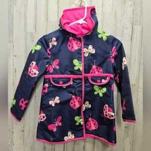 Gymboree Girls Garden Friends Lightweight Jacket 5 6 Small Hooded - Picture 1 of 6