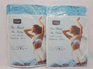 Sears Damen Höschen mit Bandbein Stil 56601 Größe 8 Hüfte 48 weiß Vintage 2er-Packungen - Bild 1 von 7