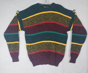 Vintage Wrangler Mens Pull Over Sweater L Large Red Striped 80s 90s Knit - Picture 1 of 7