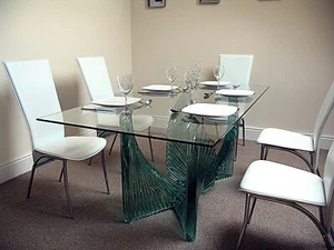 Luxury Italian solid glass 6 seater dining table and chairs - Picture 1 of 12