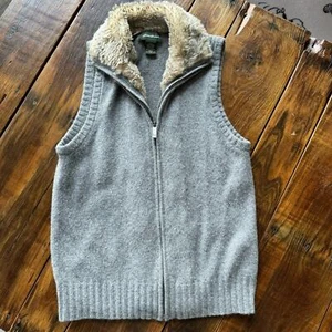 Eddie Bauer Vest Wool Alpaca Faux Fur Preppy Casual Outdoor Collegiate Camping - Picture 1 of 12