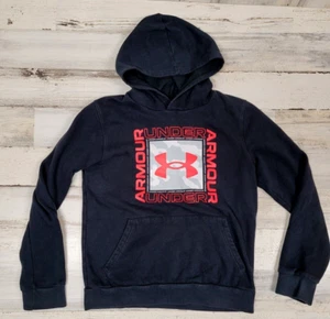 Under Armour Boys YLG Loose Fit Black Graphic Hoodie Sweatshirt L 14/16 - Picture 1 of 3