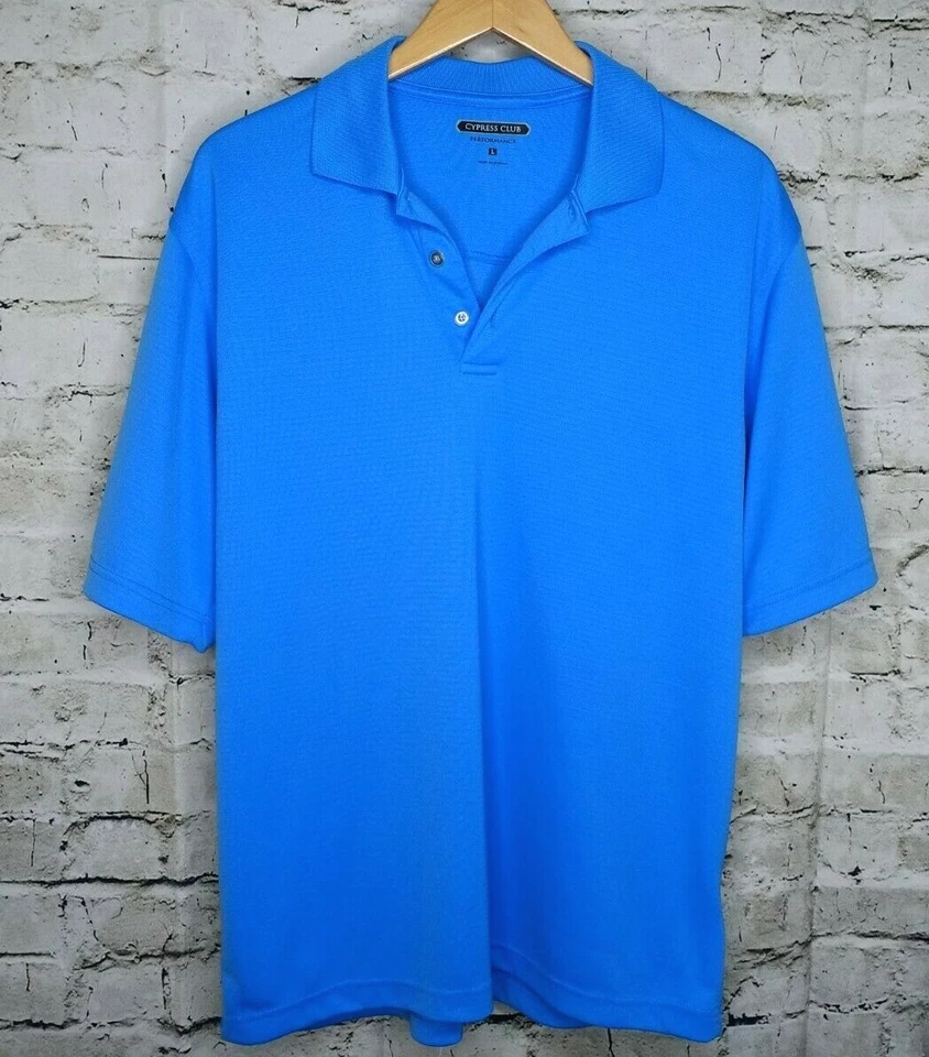 Cypress Club Performance Mens Short Sleeve Polo Shirt Size L Light Blue Collared - Image 1 of 4