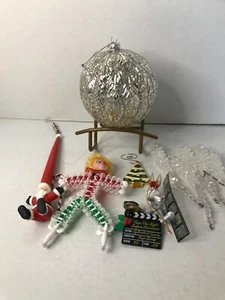Vintage Lot Christmas Ornaments Santa Icicles Tree Bugs Bunny Beaded Clown Tree - Picture 1 of 9