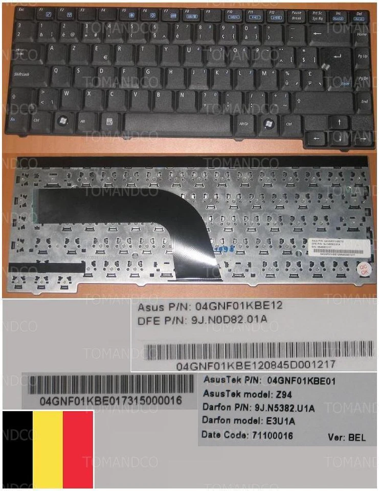 Tastiera AZERTY Belga ASUS Z94 A9T A9R X50 04GNF01KBE12 9J.N0D82.01A - Immagine 1 di 1
