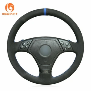 Cubierta de volante de coche de gamuza negra suave personalizada Mewant hágalo usted mismo para BMW Serie 3 E36 - Imagen 1 de 9