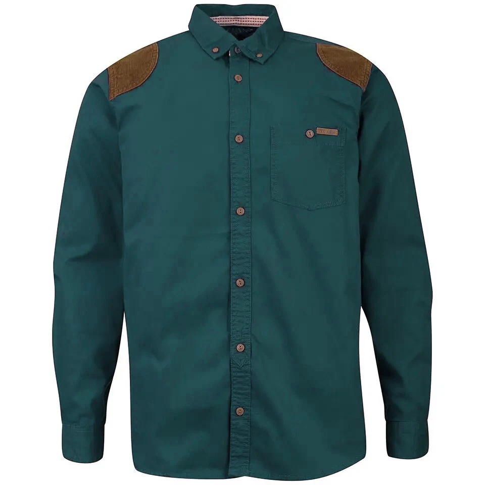 Camisa de lavandería Tokyo ASHER camisa de manga larga con parche de cordón en verde esmeralda - grande Foto 1 de 4