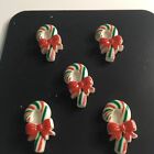 5 Red White And Green Candy Canes Flat Backs  Embellishments Scrapbooking 