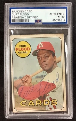 Tarjeta de béisbol firmada por Curt Flood 1969 Topps #540 Cardinals autógrafo PSA/DNA Foto 1 de 2