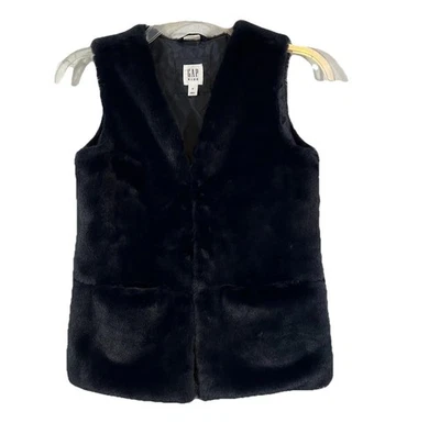 Gap Kids Black Faux Fur Vest - Girls Size M - EUC - Image 1 of 4