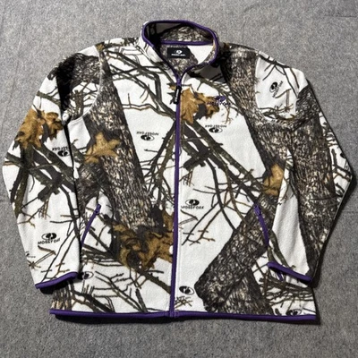 Jaqueta de lã feminina Mossy Oak camuflagem neve zíper completo acabamento roxo grande pescoço simulado - Imagem 1 de 4