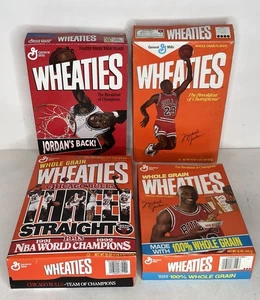 Lot of 4 Michael Jordan WHEATIES Boxes Chicago Bulls NBA Empty Open - Picture 1 of 6