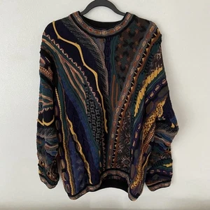 Vintage 90s Tundra Canada Sweater Mens Medium Colorful Coogi Style Sweatshirt - Bild 1 von 10
