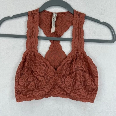 Free People Intimately FP Rust Floral Lace Racerback Bralette Small - Image 1 of 4