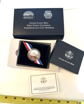 2003 Unc Wright Brothers First Flight Half Dollar Coin w/ US Mint Box & COA - Image 1 of 2
